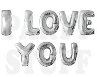 Набір кульок I LOVE YOU фольговані букви 40 см срібні