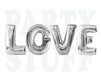 Набор шариков LOVE фольгированные буквы 80 см серебрянные