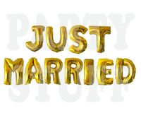 Набор шариков JUST MARRIED фольгированные буквы 40 см золотые