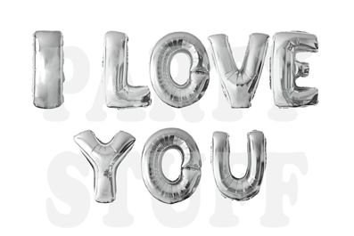 Набор шариков I LOVE YOU фольгированные буквы 40 см серебрянные