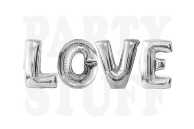 Набор шариков LOVE фольгированные буквы 80 см серебрянные
