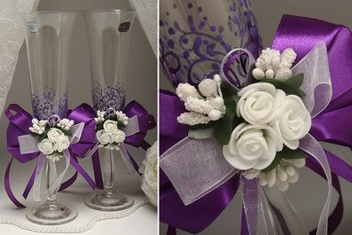 Свадебные бокалы Flowers dark purple