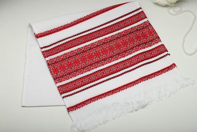Рушник вишитий тканий на весілля 135 см червоний