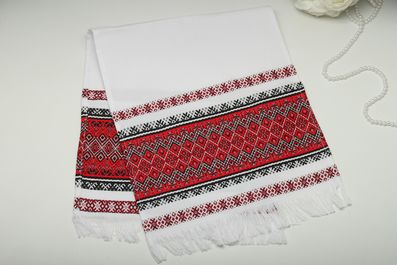 Рушник вишитий тканий на весілля 70 см червоний