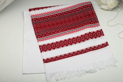 Рушник вишитий тканий на весілля 230 см червоний