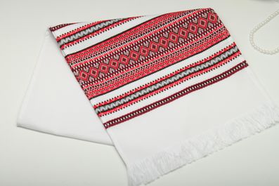 Рушник вишитий тканий на весілля 110 см червоний