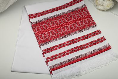 Рушник вишитий тканий на весілля 185 см червоний