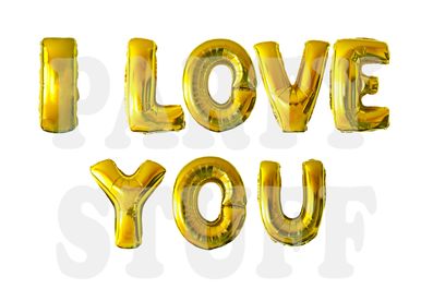 Набор шариков I LOVE YOU фольгированные буквы 40 см золотые