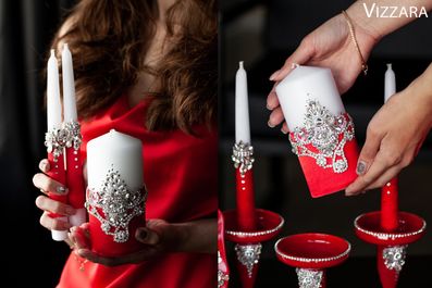 Весільні свічки Princess red