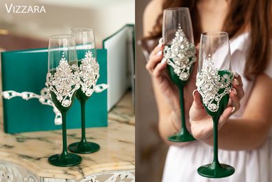 Свадебные бокалы Princess emerald